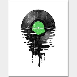 Cool Music Vinyl Retro Vintage Green Posters and Art